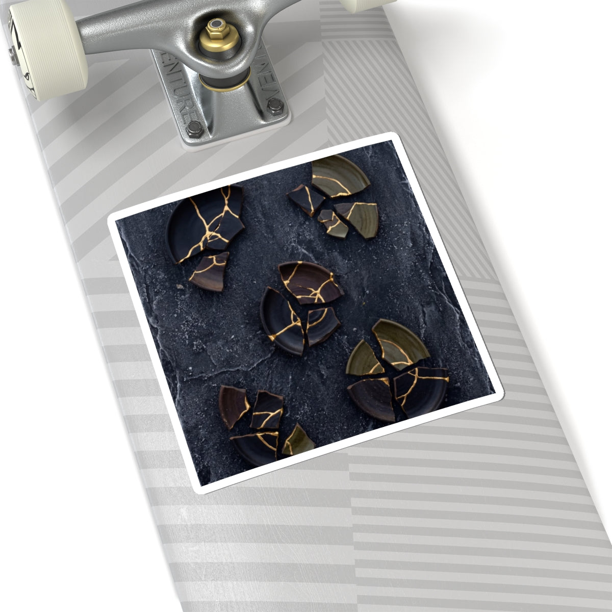 Broken Pottery Winter Sticker | Dark Japandi Moody Design