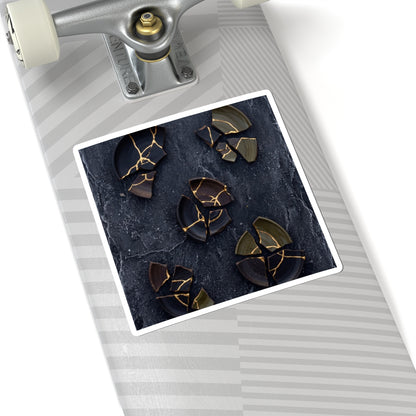 Broken Pottery Winter Sticker | Dark Japandi Moody Design