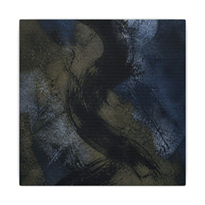 Shibui Ink Brushstroke Canvas Art - Dark Japandi Dark Texture