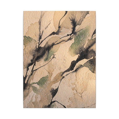 Japandi Shadow Play in Golden Hour | Watercolor Canvas Art