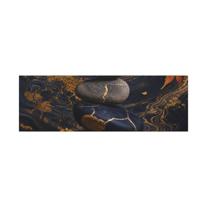 River Stones Autumn Canvas Art | Kintsugi Artful Design