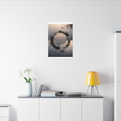Winter Water Ripple Enso Canvas Art | Tranquil Decor