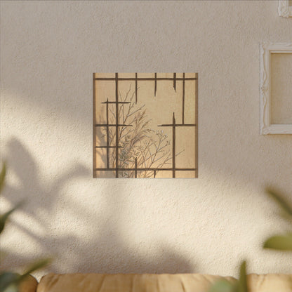 Shoji Screen Canvas Art | Winter Japandi Minimal Line Art