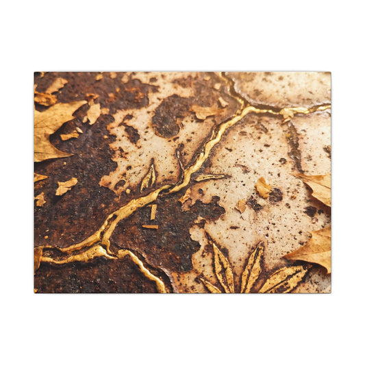 Kintsugi Rust Patina in Golden Hour | Gold Vein Canvas Art