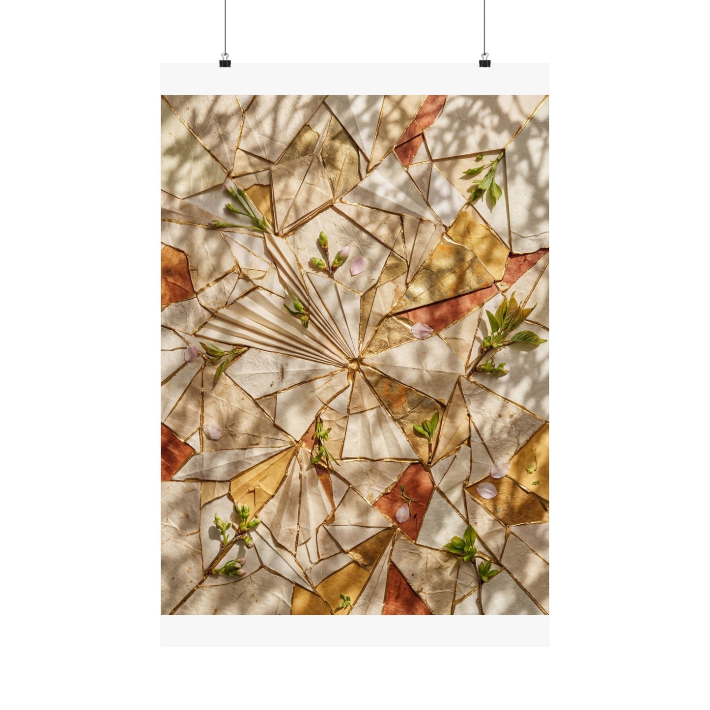 Artful Paper Fold Wall Art Print - Gold Repair Kintsugi Art Print
