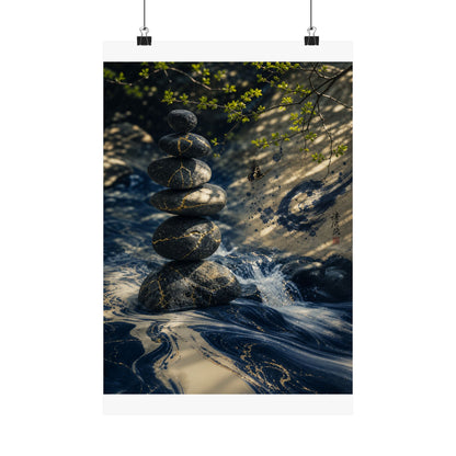River Stones Wall Art Print | Spring Kintsugi Broken Beauty Art