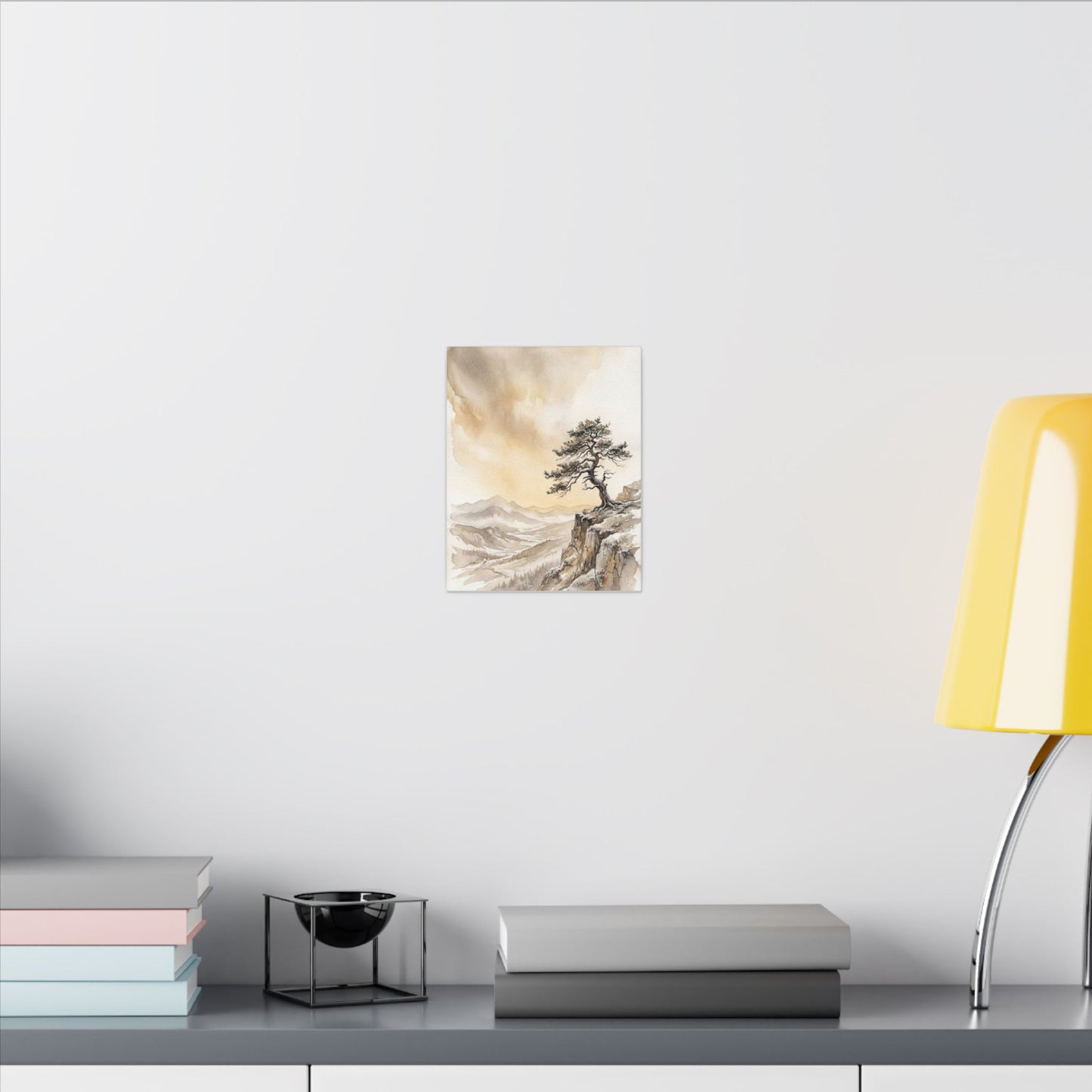 Pine Tree Canvas Art | Winter Japandi Watercolor Art
