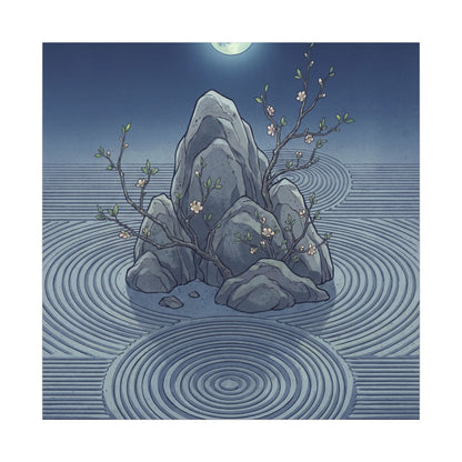 Spring Rock Garden Ukiyo E Inspired Canvas Art | Tranquil Decor