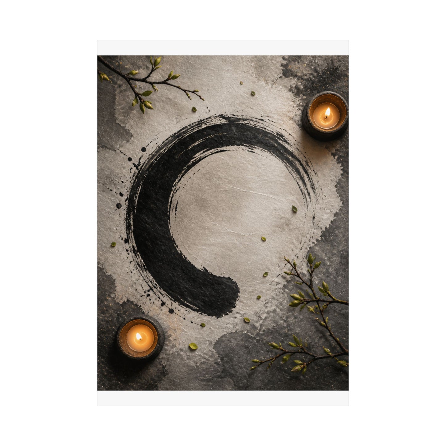 Peaceful Ink Brushstroke Wall Art Print - Enso Zen