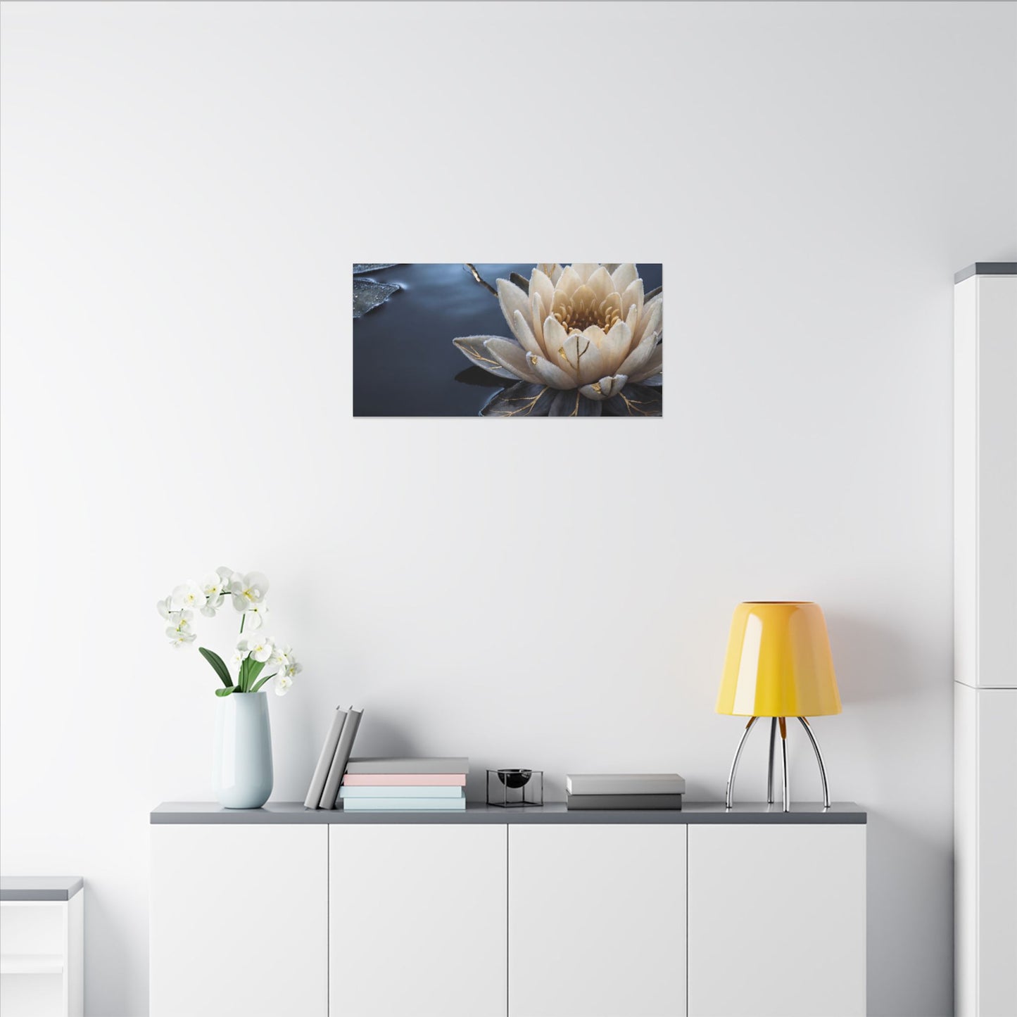 Beautiful Lotus Flower Canvas Art - Gold Vein Kintsugi