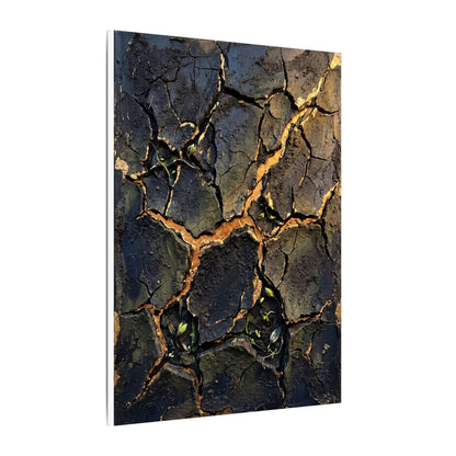 Cracked Earth Spring Canvas Art | Dark Japandi Atmospheric Design