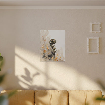 Fern Unfurling Watercolor Canvas Art | Earthy Japandi Art
