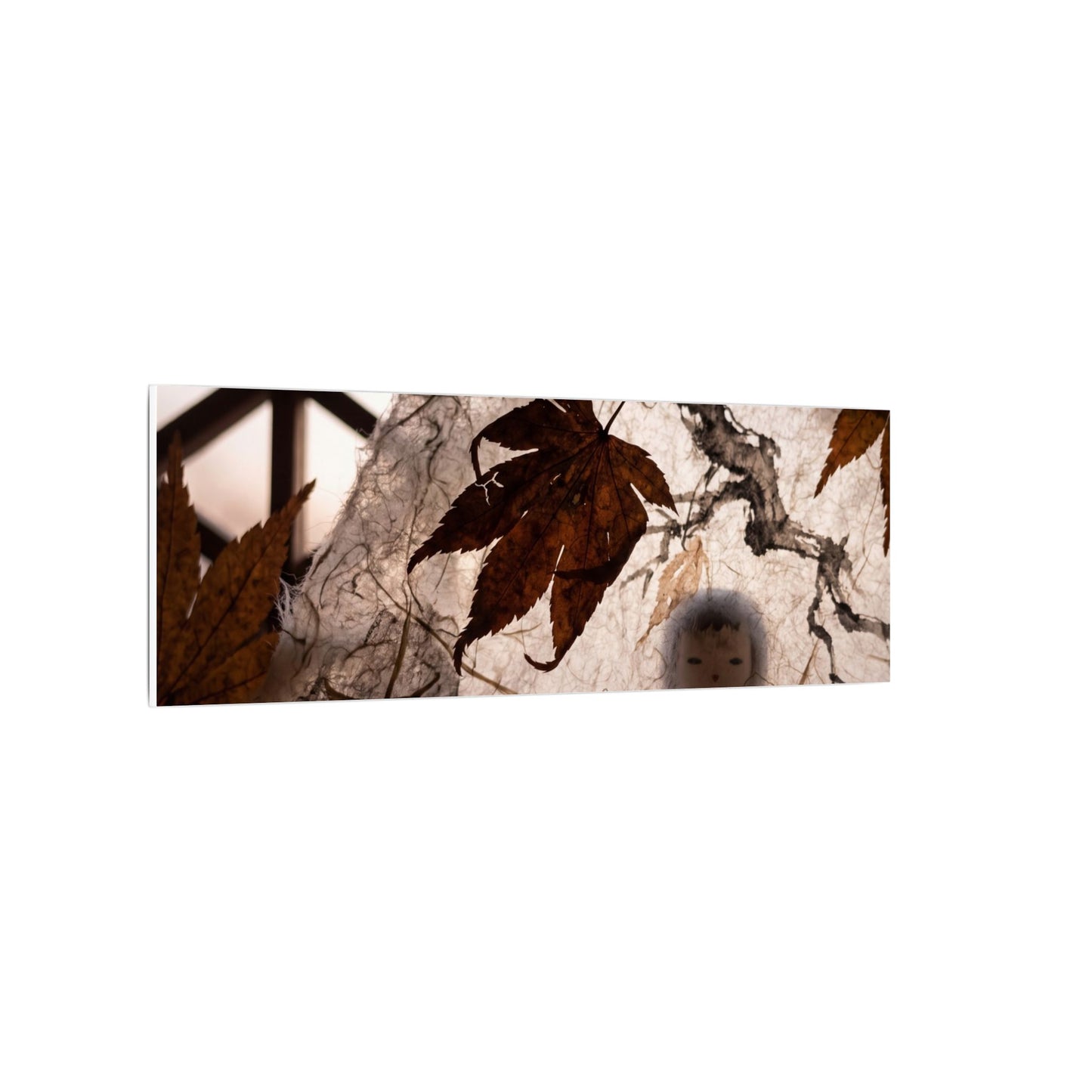 Shoji Screen Autumn Canvas Art | Dark Japandi Atmospheric Design