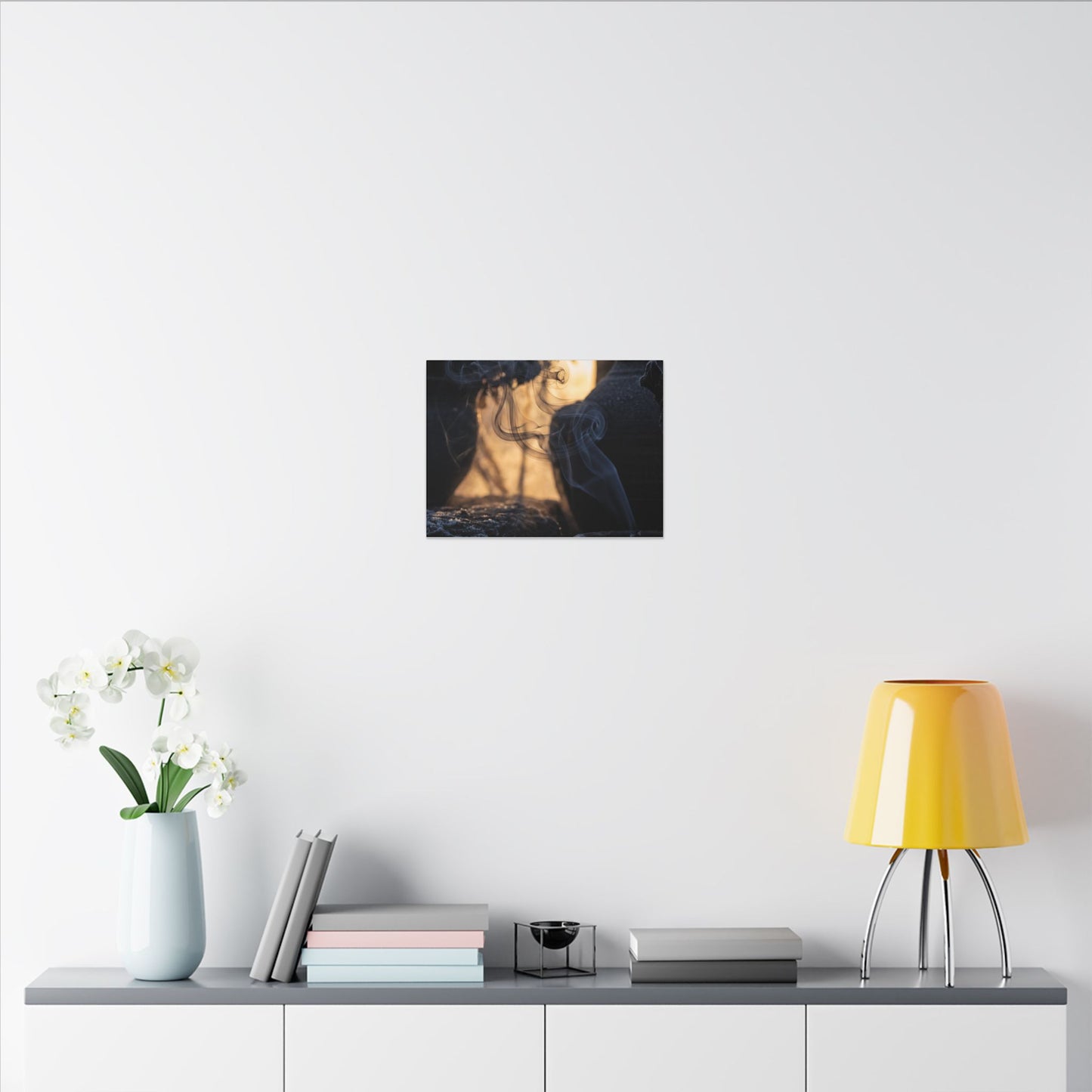 Incense Smoke Canvas Art | Winter Dark Japandi Shadow Zen Art