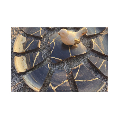 Golden Hour Broken Pottery Canvas Art - Kintsugi Datsuzoku