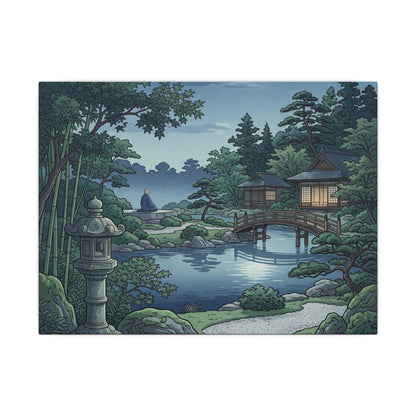 Summer Moonlit Garden Ukiyo E Inspired Canvas Art | Serene Decor
