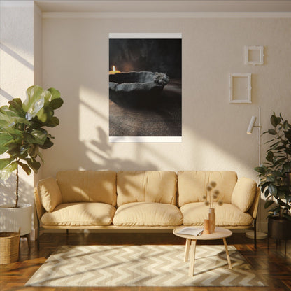 Ceramic Bowl Canvas Art | Winter Dark Japandi Shadow Zen Art