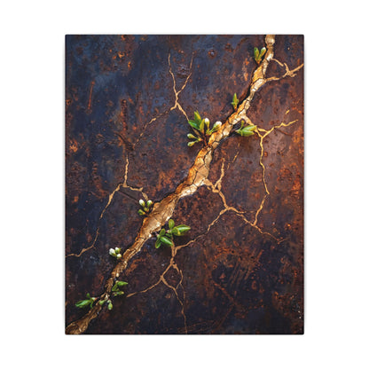 Rust Patina Spring Canvas Art | Kintsugi Resilient Design