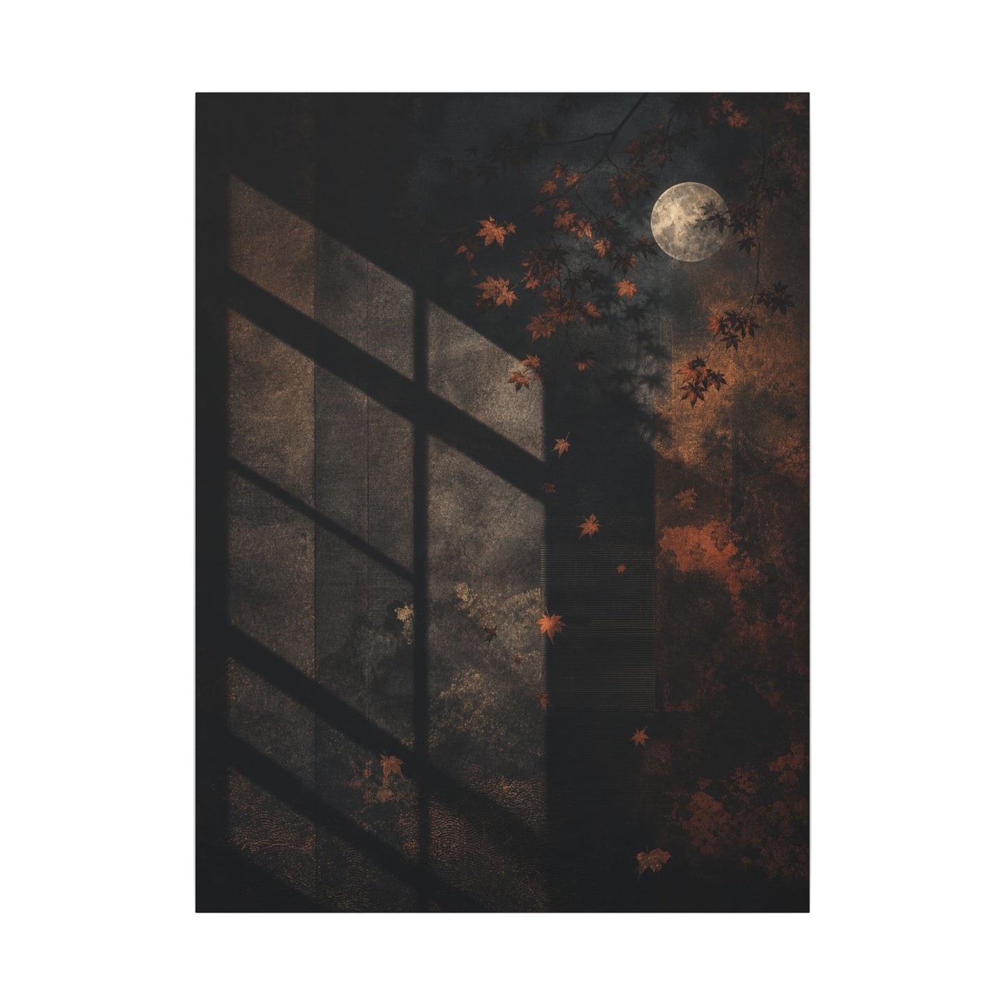 Sophisticated Shadow Play Canvas Art - Dark Texture Dark Japandi