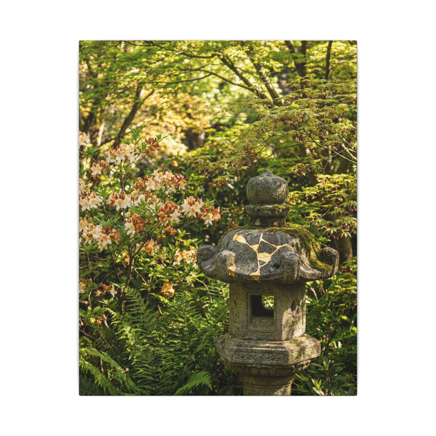 Spring Stone Lantern Gold Repair Canvas Art | Beautiful Decor
