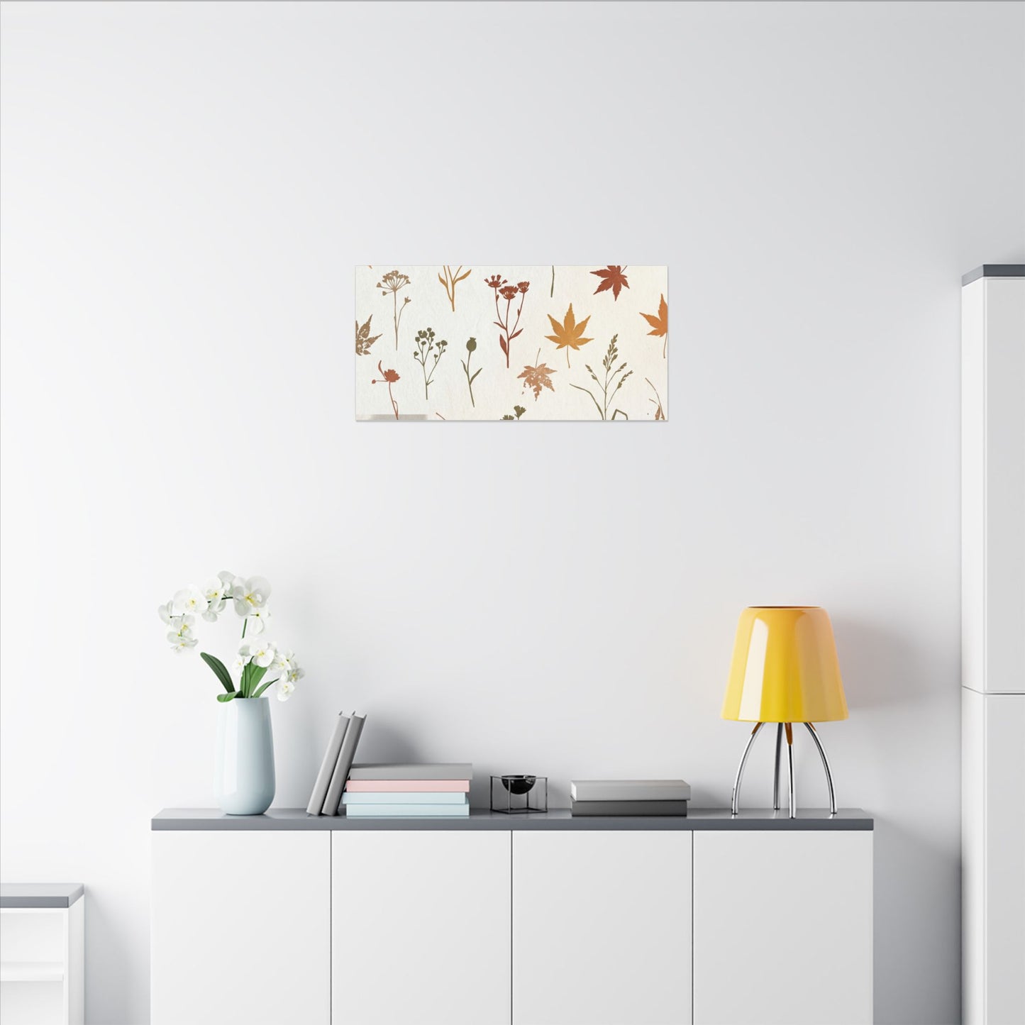 Autumn Dried Flowers Japanese Pattern Canvas Art | Elegant Decor