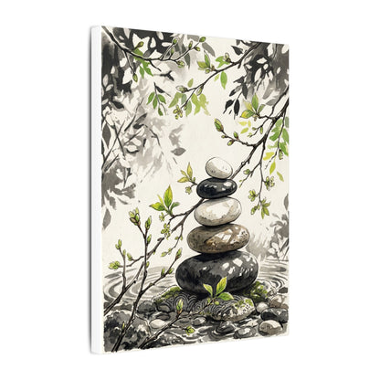 Spring River Stones Japanese Pattern Canvas Art | Elegant Decor