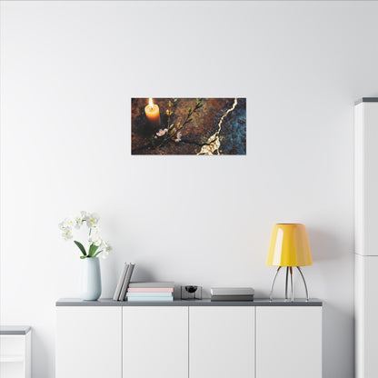 Kintsugi Rust Patina in Candlelight | Gold Repair Canvas Art