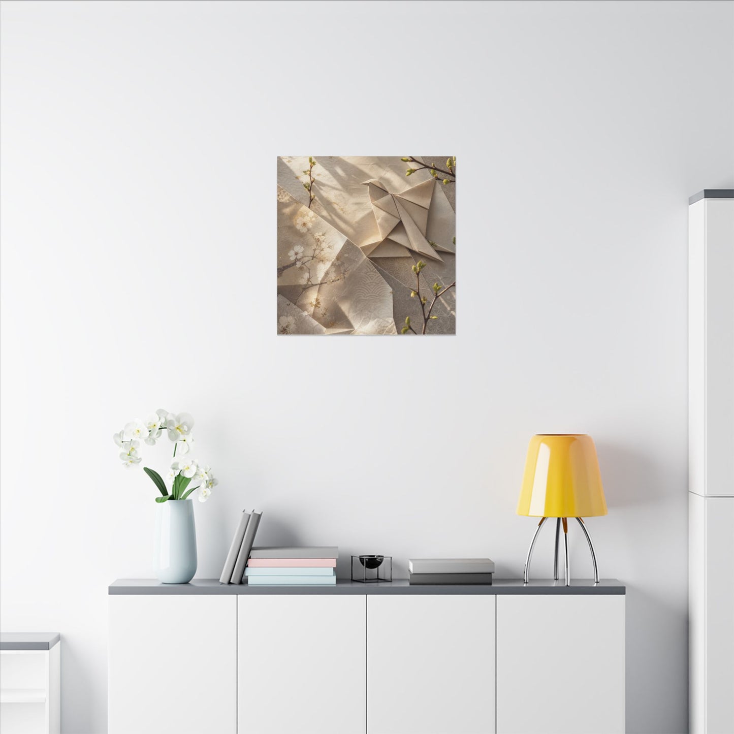 Golden Hour Paper Fold Canvas Art - Japandi Fukinsei