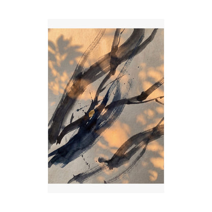 Datsuzoku Ink Brushstroke Wall Art Print - Dark Japandi Shadow Zen