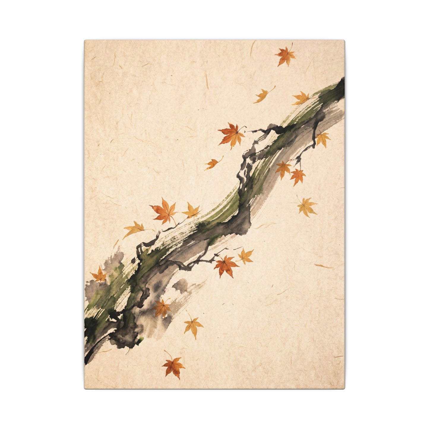 Ink Brushstroke Autumn Canvas Art | Zen Calm Design