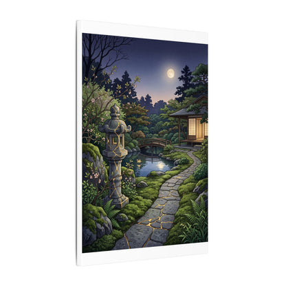 Spring Moonlit Garden Gold Vein Canvas Art | Resilient Decor