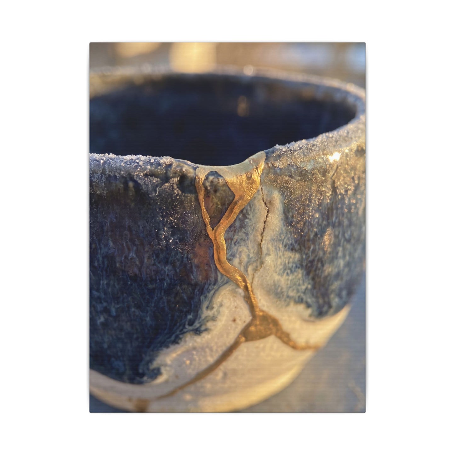 Winter Ceramic Bowl Gold Vein Canvas Art | Healing Decor