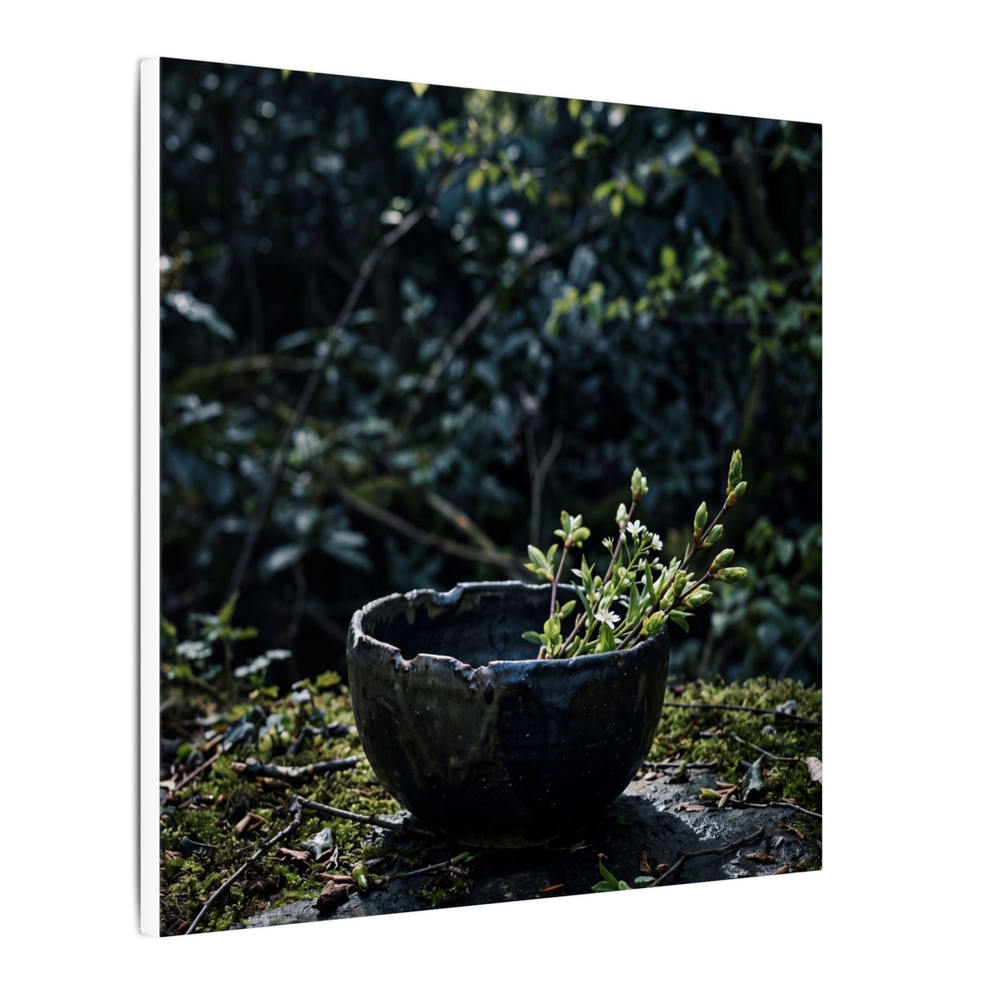 Dappled Ceramic Bowl Canvas Art - Dark Japandi Datsuzoku