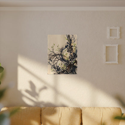 Ma Shadow Play Canvas Art - Dark Japandi Charcoal Ink