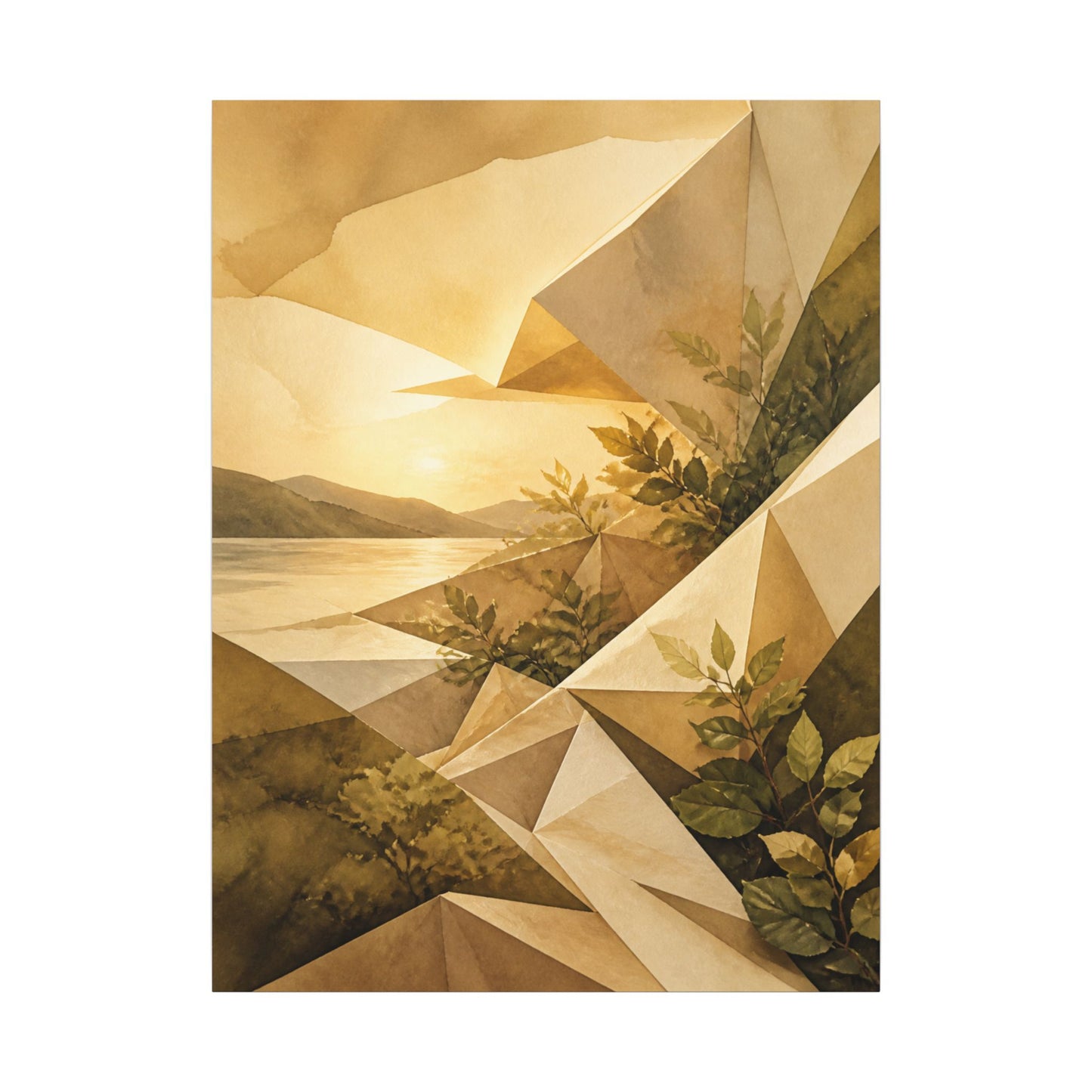 Golden Hour Paper Fold Canvas Art - Japandi Ma
