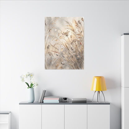 Winter Dried Flowers Watercolor Canvas Art | Warm Decor