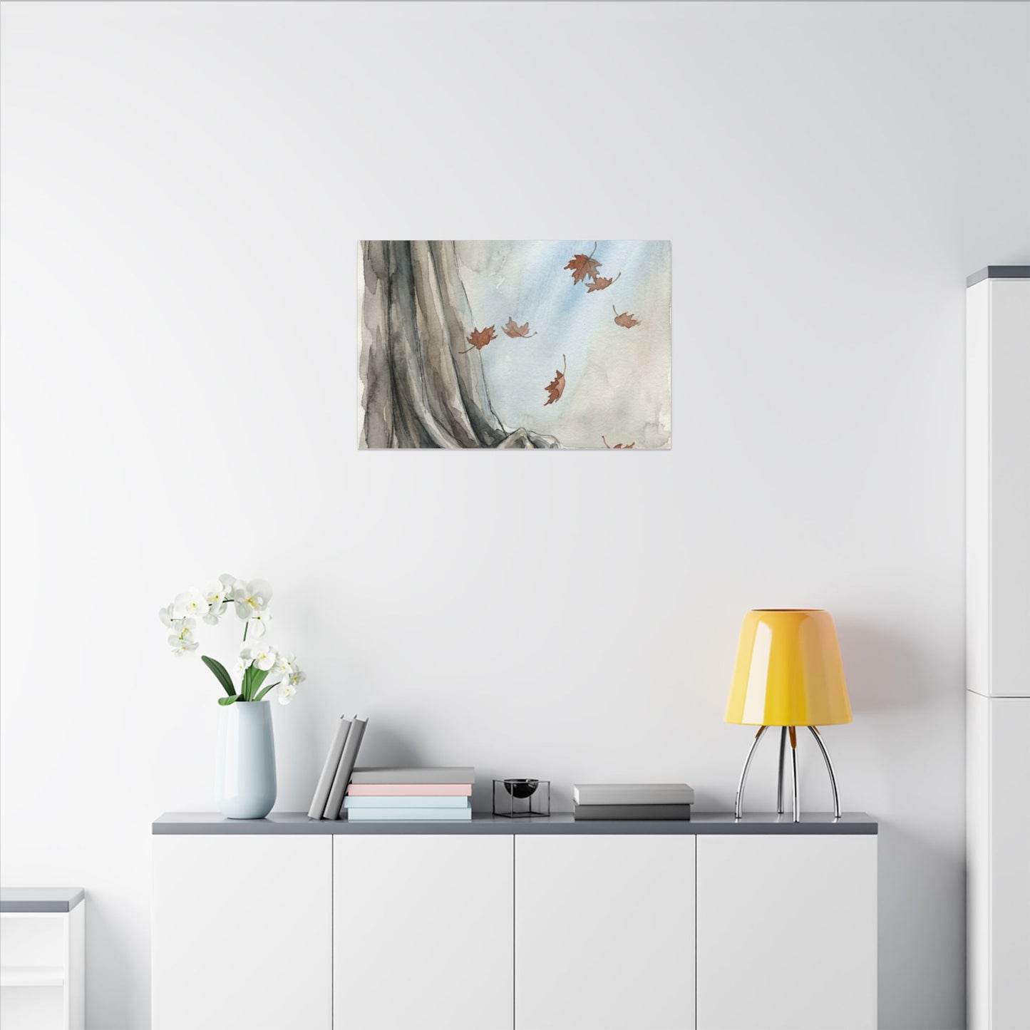 Ma Silk Drape Canvas Art - Japandi Watercolor