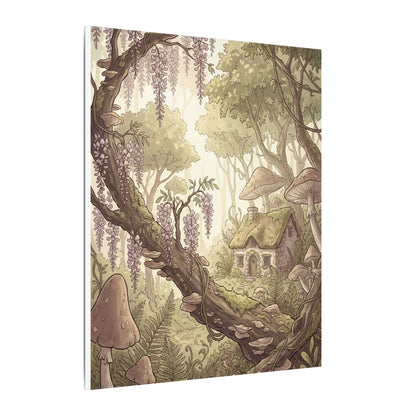 Summer Wisteria Mushroom Illustration Canvas Art | Enchanting Decor