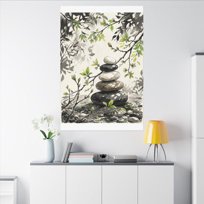 Spring River Stones Japanese Pattern Canvas Art | Elegant Decor
