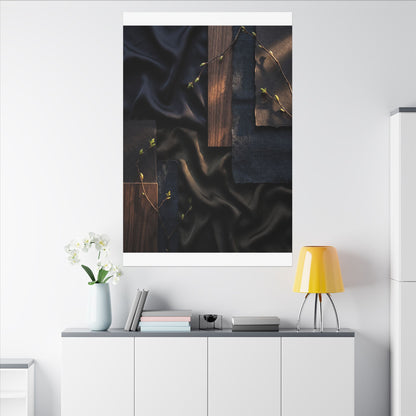 Silk Drape Spring Canvas Art | Dark Japandi Moody Design