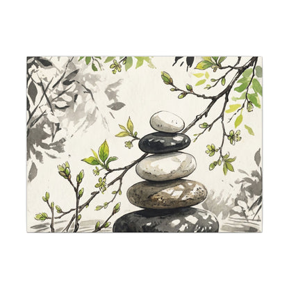 Spring River Stones Japanese Pattern Canvas Art | Elegant Decor
