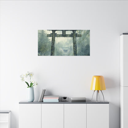 Earthy Torii Gate Canvas Art - Watercolor Japandi