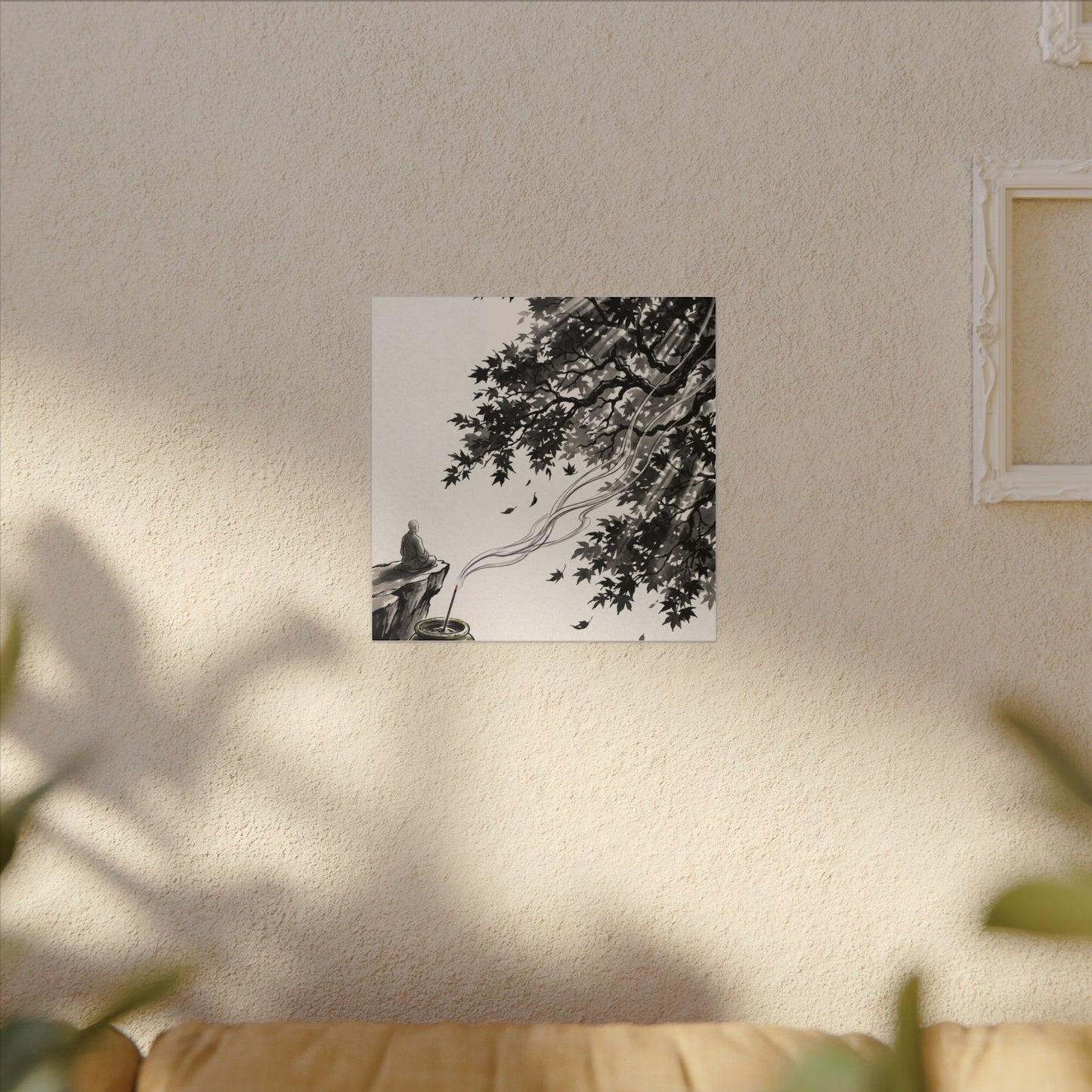 Serene Incense Smoke Canvas Art - Ukiyo E Inspired Zen
