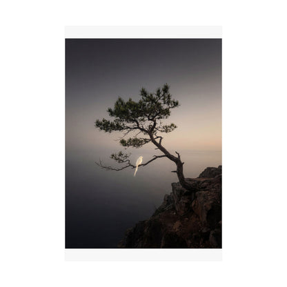 Moody Pine Tree Wall Art Print - Moody Minimal Dark Japandi