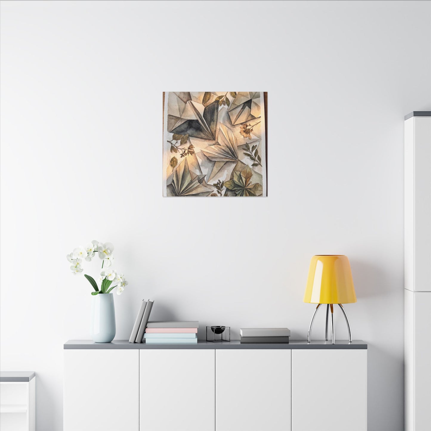 Golden Hour Paper Fold Canvas Art - Japandi Seijaku