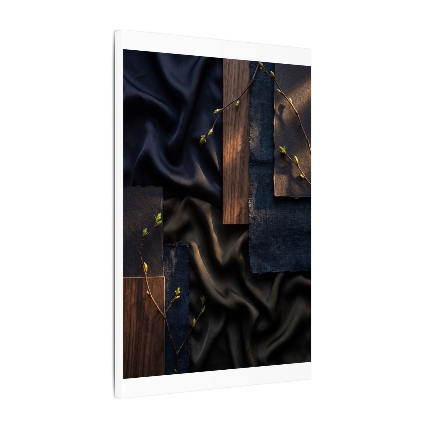 Silk Drape Spring Canvas Art | Dark Japandi Moody Design
