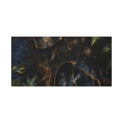 Dark Japandi Broken Pottery in Dappled | Shadow Zen Canvas Art