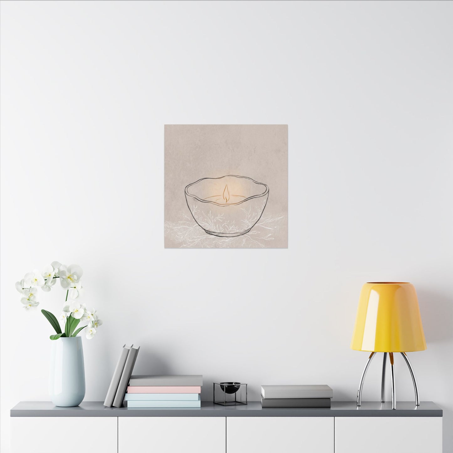 Ceramic Bowl Minimal Line Canvas Art | Neutral Japandi Art