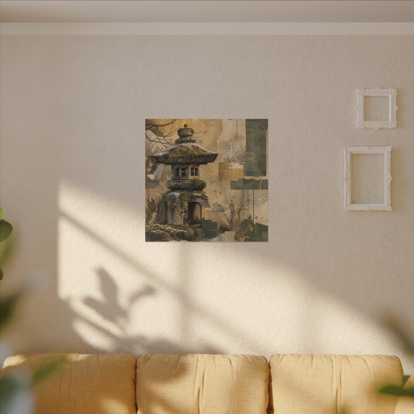 Elegant Stone Lantern Canvas Art - Texture Japandi