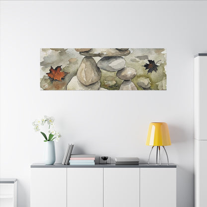 Overcast River Stones Canvas Art - Japandi Fukinsei